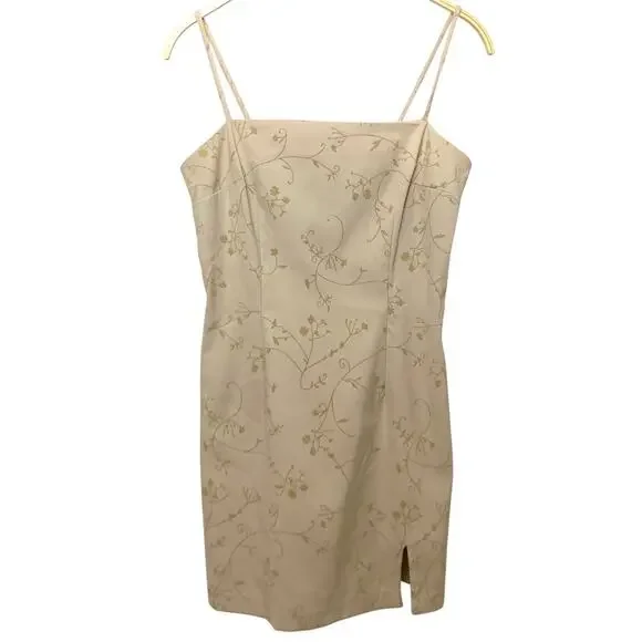 Rampage Dresses | 90s Y2k Rampage Juniors Tan Bodycon Baddie Spaghetti Straps Formal Mini Dress | Color: Tan | Size: 7j | Pm-43274699's Closet